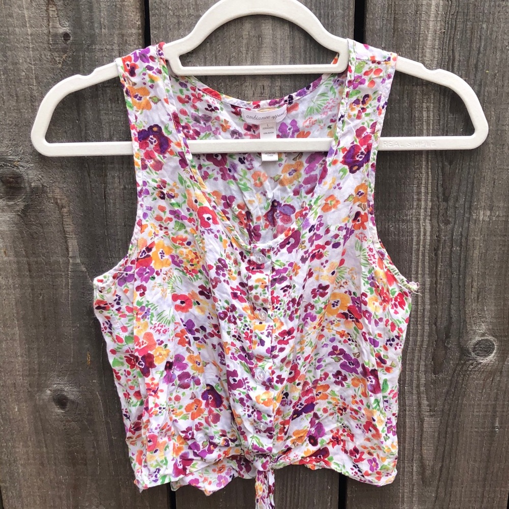 white floral tank top